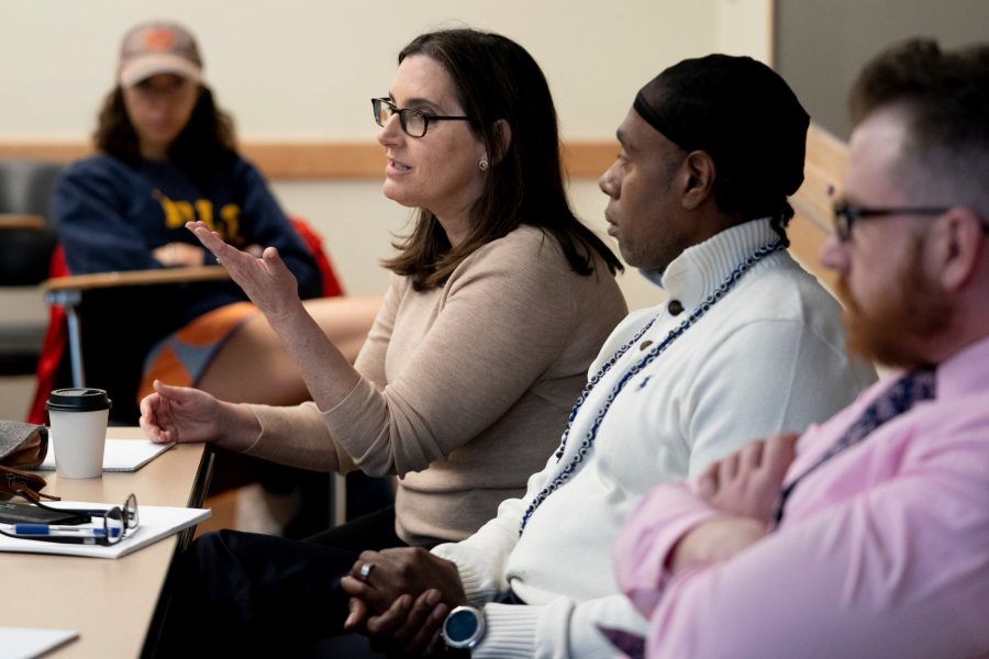 Visiting Assistant Professors of Economics Kurzfeld's class on"Crime, Punishment and Rehabilitation" attended by Joyce Vance , where she participated in a panel. She talked about the work she did on penal reform in Alabama when she was the US Attorney for the Northern District. From Kurzfeld: The class on Thursday meets in Pettingill G50 at 1:10. The other two members of the panel are Joseph Jackson, Director of the Maine Prisoner's Advocacy Coalition, and Jesse Archer, a local defense attorney. Joseph is an African American man who was incarcerated in Maine State Prison for 20 years, including time in solitary confinement. He founded the first chapter of the NAACP in the Maine prison system, was the first inmate in the MSP to complete a Master's degree while incarcerated, and has since his release become a leading advocate for improved conditions for prisoners in Maine. He also works with the Maine Inside Out program, which uses theater to help incarcerated youth find their voice and their place in their communities. Jesse Archer is a criminal defense attorney who has been very interested in the racial inequities he has observed in his work in the local courts, including the racial disparities in jury representation, among other issues. She will speak tonight on The Mueller Investigation and the Rule of Law: A talk by Joyce White Vance 82, Distinguished Professor of the Practice of Law, Culverhouse School of Law, University of Alabama. Vance is a former U.S. Attorney for the Northern District of Alabama and frequent legal commentator for MSNBC. An entry in the Harward Center for Community Partnerships Theory Into Practice series. FMI 207-786-6202. Muskie Archives