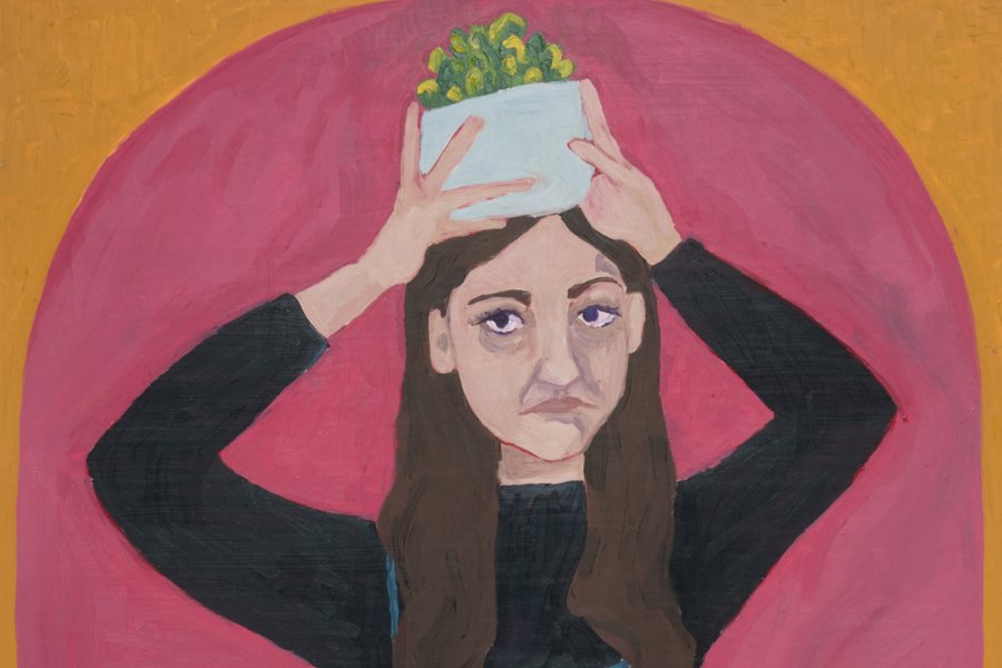 A detail from a painting by Lily Kip ’19, one of 14 artists showing work in the 2019 Senior Thesis Exhibition at Bates.