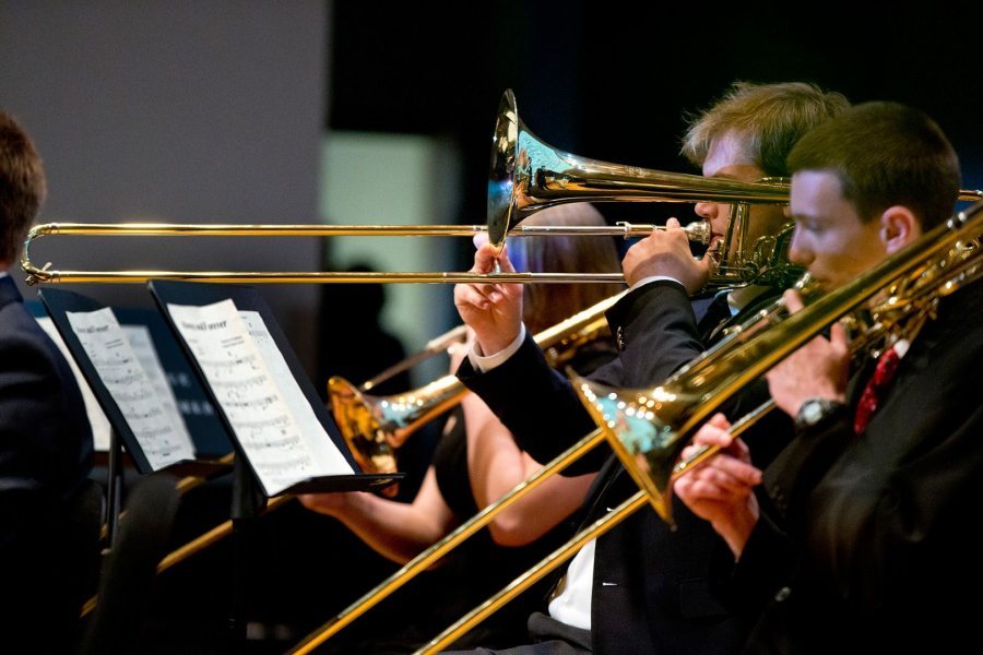 Shown here in 2016, the Bates Jazz Band, directed by Larry Williams, will perform on . (Phyllis Graber Jensen/Bates College)