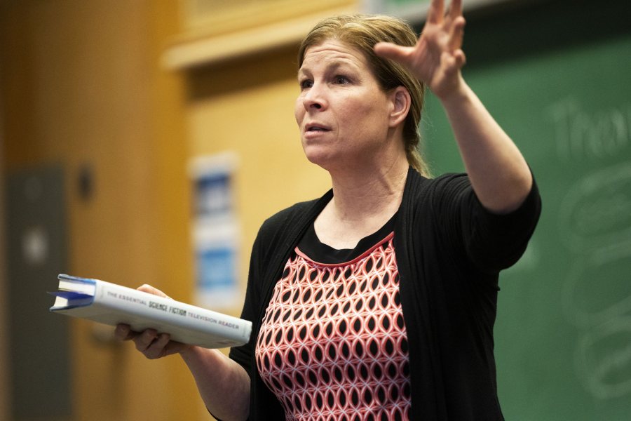 Stephanie Kelley-Romano seen during Kelley-Romano's Television Criticism Class on March 6, 2019.