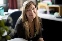 Associate Professor of Rhetoric, Film, and Screen Studies Stephanie Kelley-Romano in her Pettigrew Hall Office.