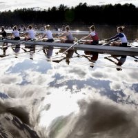 Rowing teams at practice.batescollege's profile picturebatescollegeVerifiedLiked by mjmilliken and batescollege's profile picturebatescollegeVerified“It’s a dream.”.— Peter Steenstra, head rowing coach at Bates, says of the stretch along the Androscoggin River in Greene that Bates rowers call home..This afternoon afforded the men’s and women’s teams delightful conditions in which to practice for Sunday’s upcoming President’s Cup, the signature home regatta hosted by Bates with Bowdoin and Colby.