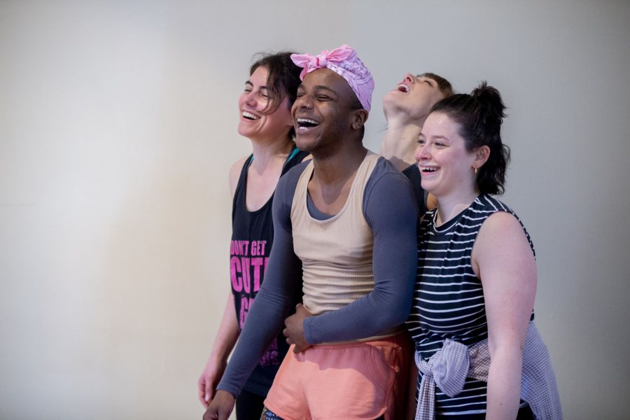 “Gorgeous.”.— Ya-Ya Fairley ‘12 teaching an Afro-house modern technique workshop in Chase Hall’s Skelton Lounge with Julie Yeterian ‘06, Meredith Sallee ‘07, and Talin Mason ‘15. The session was one of several classes held on campus this morning as part of the weekend-long “50 Years of Bates Dance” celebration .