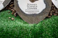 Spades were plated and engraved specially for the groundbreaking. (Rene Roy for Bates College)