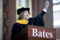 Commencement speaker and biochemist Jennifer Doudna salutes the 469 members of Bates’ Class of 2019. (Phyllis Graber Jensen/Bates College)