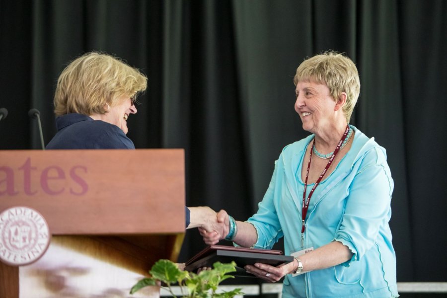 Rachel "Rae" Harper Garcelon '62 receives the Helen A. Papaioanou ’49 Distinguished Alumni Service Award. (Rene Roy for Bates College)