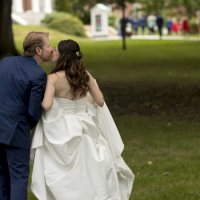 Bates alumni Elizabeth Merrill '00 and Lawson Rudasill '00 were married in the Bates College Chapel, with a "first look" and Ketubah (marriage contract) signing at Lake Andrews, followed by a cocktail hour in Commons' Fireplace Lounge, and a reception in Pettengill Hall's Perry Atrium.The ceremony officiants were Cynthia Link '00 and Ed Pauker '00.