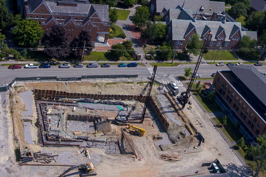 Construction for the new Bates College Science building is well underway at the corner of Campus Avenue and Bardwell Streets in Lewiston as seen on Thursday afternoon August 1, 2019.