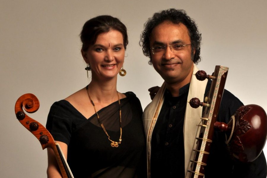 Saskia Rao-de Haas, pioneer of the Indian cello, and sitar master Shubhendra Rao perform at Bates on Sept. 29.