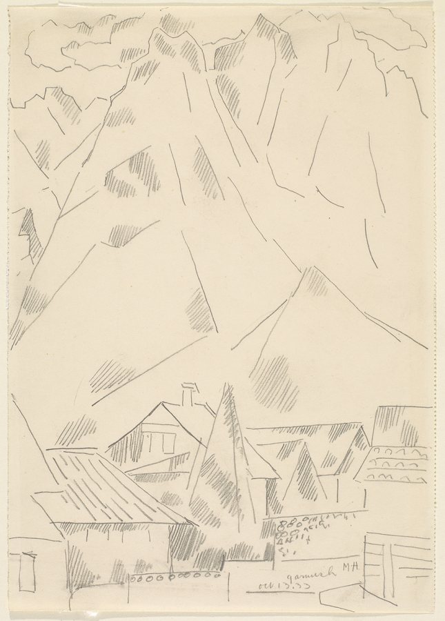 Marsden Hartley (American, 1877-1943)Garmisch, October 13, 1933 Graphite on paper, 9 7/8 x 7 in. Gift of Norma Berger 1955.1.28