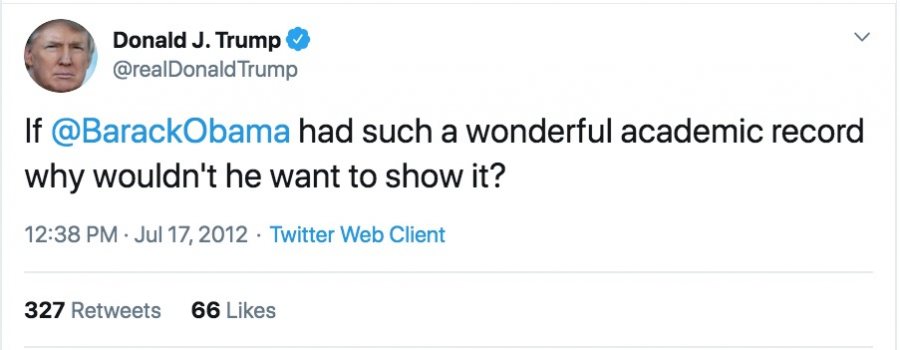 A Donald Trump tweet from Stephanie Kelley-Romano's presentation shows the president's skill with rhertotical questions.