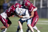 Tufts football defeats Bates 33-28 at Garcelon Field during Back to Bates Weekend.