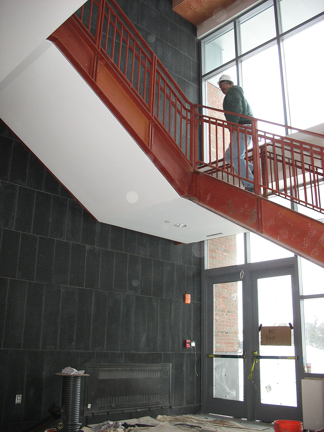 The main stairway with its granite walls. (Doug Hubley/Bates College)