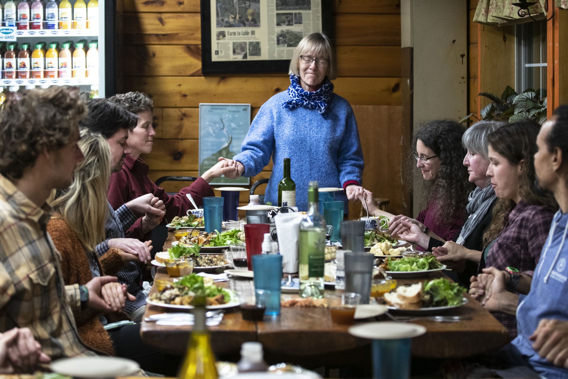 Otis Dinner at Nezinscot Farm in Turner with honored guest and Otis lecturer Ross Gay, with Jane Costlow as Otis chair hosting with environmental studies faculty and students. Gloria Nezinscot and her daughter prepared the dinner.