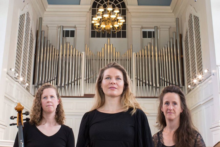 The Resinosa Ensemble: from left, cellist Eliza Meyer, mezzo-soprano Joëlle Morris, pianist Bridget Convey. (Drew Cornwall)