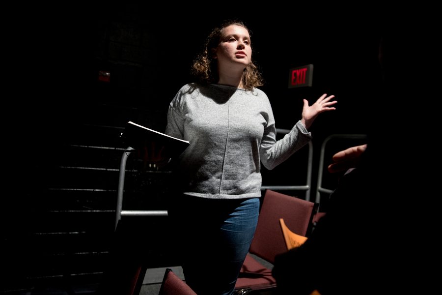 For an independent study in directing @bates.theater.dance, Alison Greene ’20 of West Hartford, Conn., directs Florence Keith-Roach’s dark two-character comedy about, as the playwright says, “female friendship, fertility and freaking out.” . (Above, top) Maya Wilson ’20 of Toronto and Tricia Crimmins ’19 of Lake Forest, Ill., hold nothing back as Girls One and Two. . (Above, bottom) After last night’s dress rehearsal, director Greene and faculty adviser Assistant Professor of Theater Tim Dugan compare notes. . Performances in the Black Box Theater, will be staged at 7:30 p.m., Friday, Oct. 12; at 5 p.m., Saturday, Oct. 13; and at 2 p.m. and 7:30 p.m. on Sunday, Oct. 14. Admission is free, but tickets are required: bit.ly/bates-theater-dance. $5 donations gratefully accepted. For more information, call 207-786-6161.