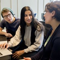 Meredith Greer's upper-level "Advanced Topics in Biomathematics" today at 1:10-2:30pm in Hathorn 207.Mathematics students in the class:Sam Findlen-Golden '20, math majorEl Khansaa Kaddioui '20, math and economics double majorIn front fow with hat and black vest speaking with Meredith.They are reviewing simplest compartmental model of diseases spread. Differential equations describe how disease moves. They are learning the details of that model so they know the groundwork and can then tackle more complicated models.Three students together in the back, from left:Gabe Nelson '20, South Burlington, Vt.Adena Bernot '20, Old Westbury, N.Y.Josie Blanchon '20, Wash D>C>Front row, classroom right:Luca Polar '20, BudapestJason Canaday '20Two women togetherHelen Daigle '20 in lilacCasey Snow '20, stripesRear, classroom rightXuChong Show '20 Shanghai, ChinaKatie Leeke '20, Minnetonka, Minn.