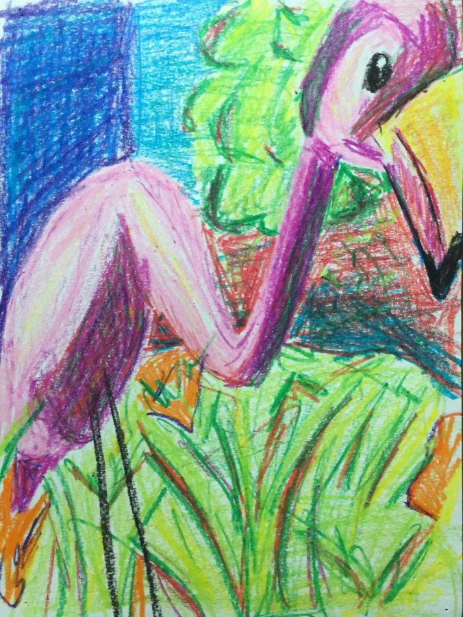 Untitled, 2019, crayon, 9 x 12 inches, by Eden Rickolt.