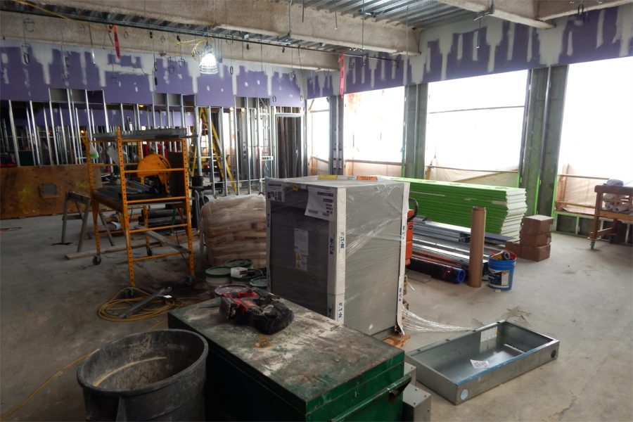 This space on the first floor of Bonney Science Center will be a classroom. (Doug Hubley/Bates College)