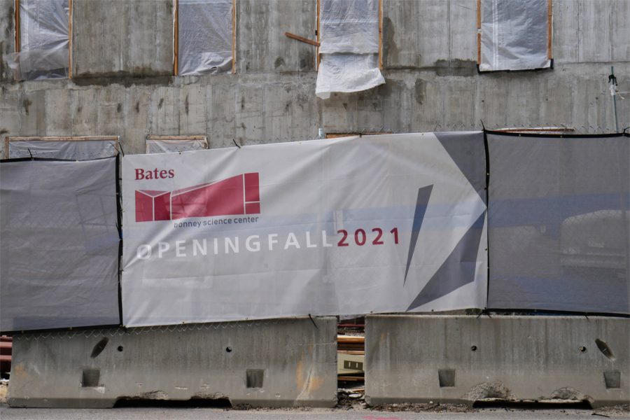 Coming attractions, or the Bonney center's north wall. (Doug Hubley/Bates College)