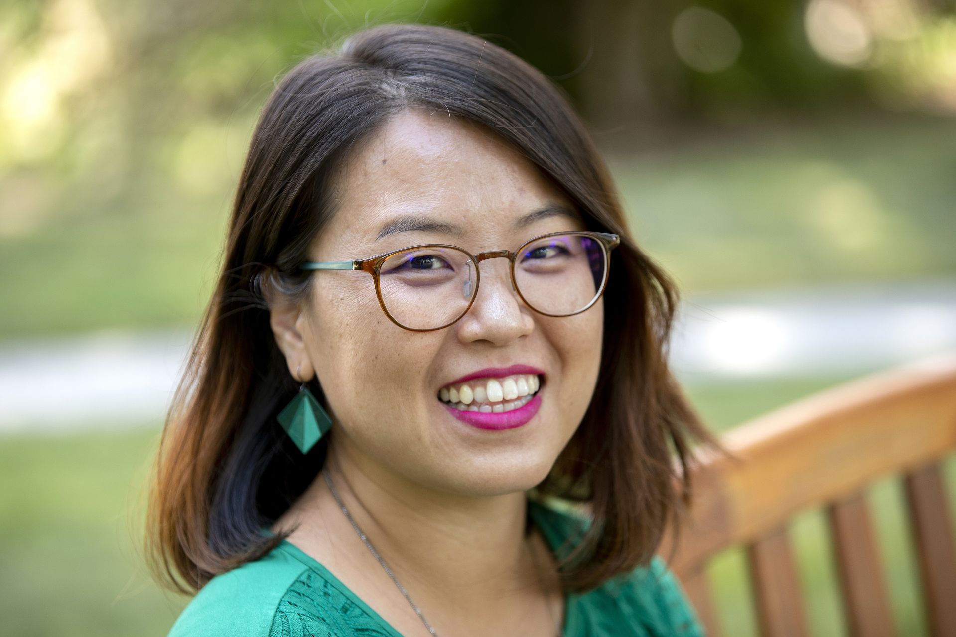 Assistant Professor of Politics Seulgie (Claire) Lim Assistant Professor of Politics poses on the historic Quad on Aug. 21, 2020.