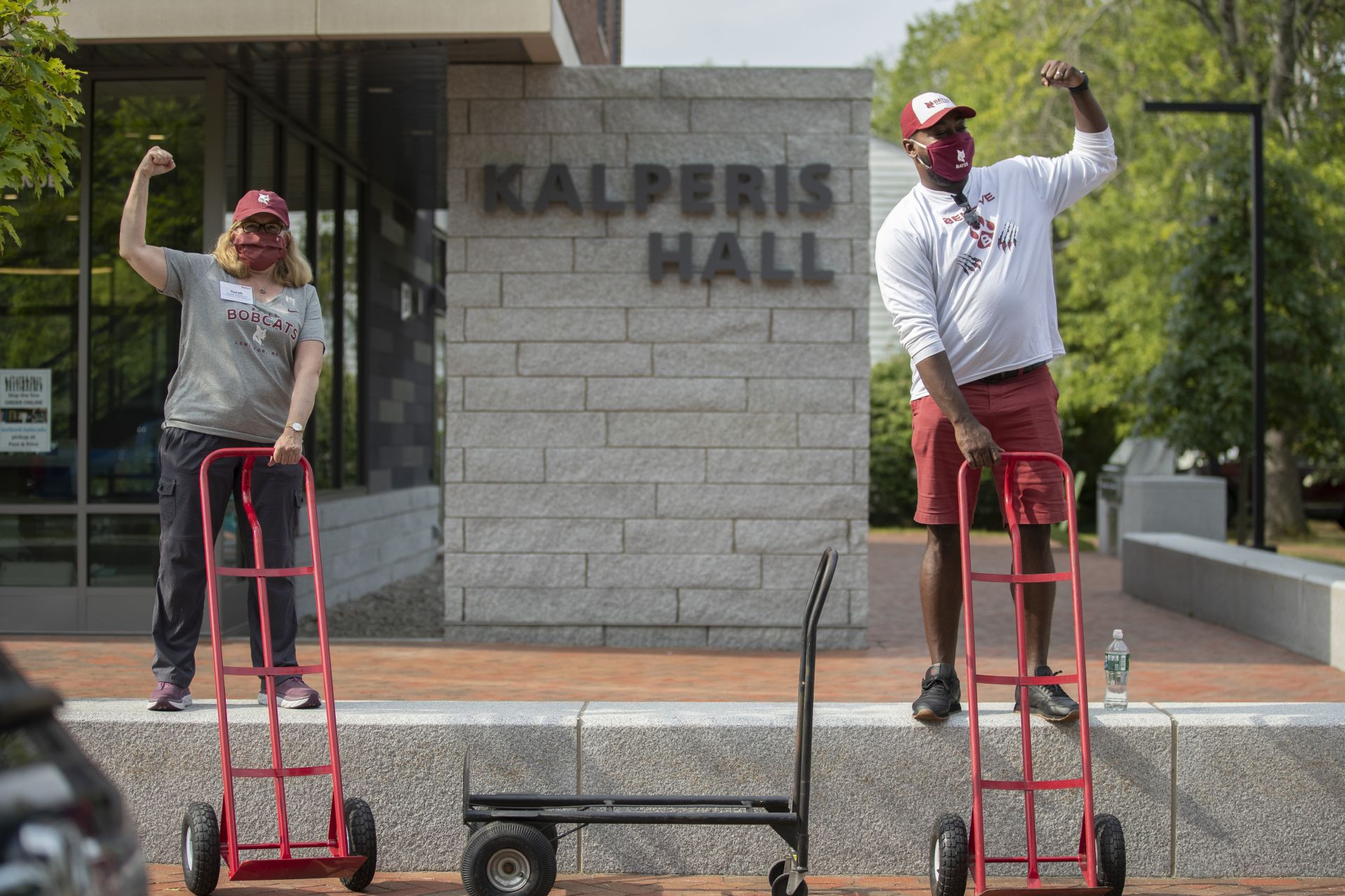 Move-In Day, the first of three successive days, on Aug. 25, 2020. Students start at Underhill for COVID-19 testing, go to Merrill for keys, head to residences, where they wait until based on the wrist bands they received at Underhill, head over to tent adjacent to Garcelon Field for a bagged lunch.