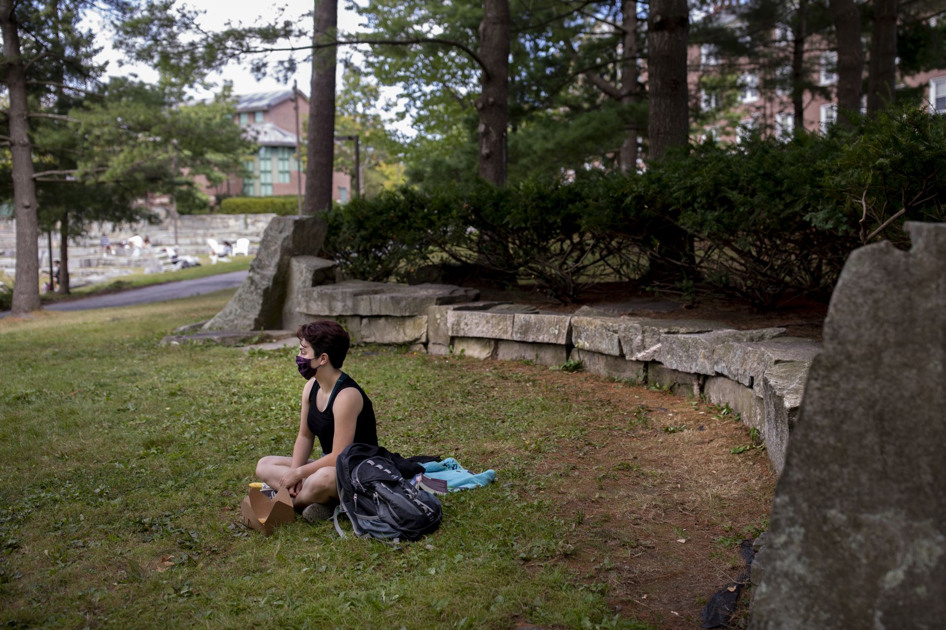 The Bates campus on and around Lake Andrews on Sept. 1, 2020, the day before classes start.