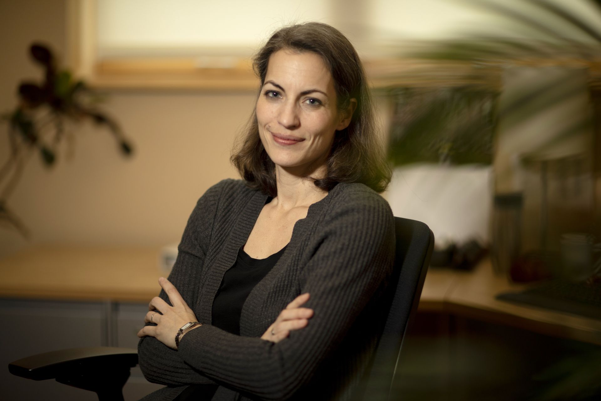 Associate Professor of Environmental Studies Sonja K. Pieck, in her office, Hedge Hall, Room 113.