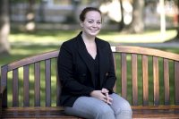 Assistant Professor of English Katie Adison, photographed on the historic Quad on Aug. 14, 2020.