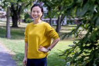 Assistant Professor of PsychologyYunkyoung "Yun" Garrison poses for a portrait on the edge of the Bates campus across from Lindholm House on Campus Avenue on Sept. 10, 2020