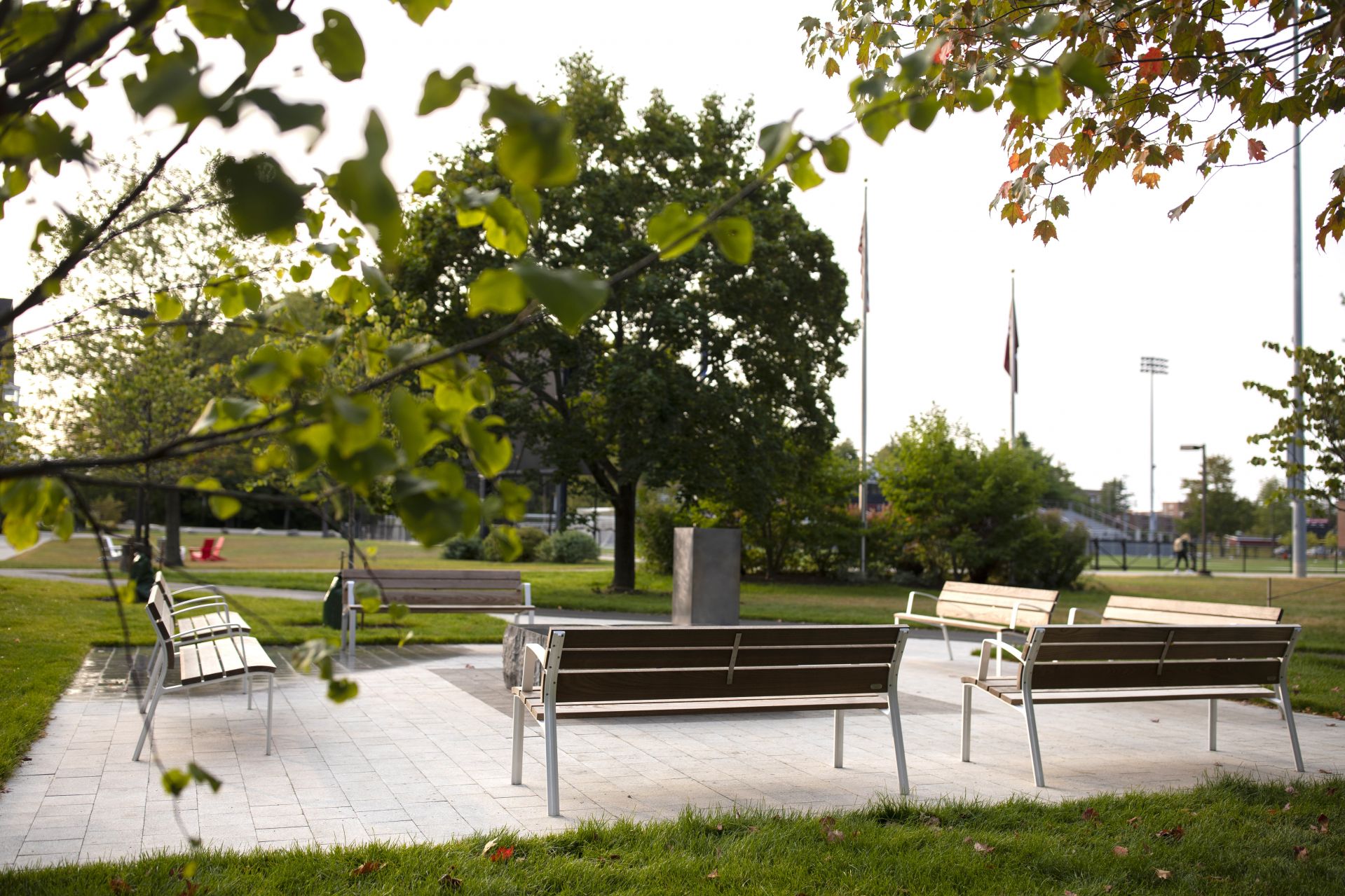 Campus scenes on Tuesday, Sept. 15, 2020.

Veterans Plaza in the early morning.