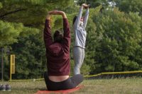 Yoga, taught as a physical education class, taught by Katia Ryan '23 of Amsterdam, N.Y.