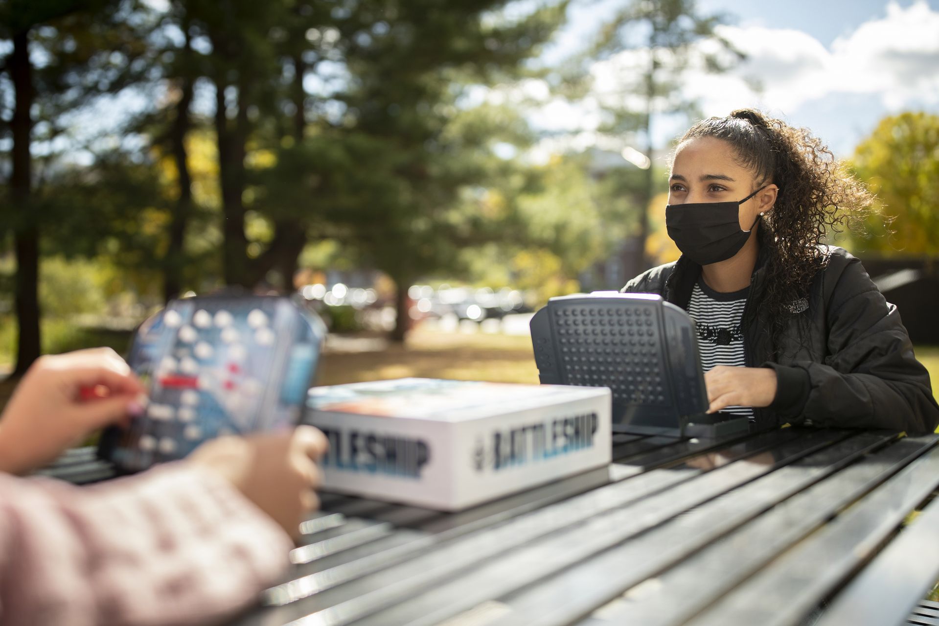 Kama Boswell ‘23 of Bellevue, Wash. (she/her/hers)
Residence: Page

She poses in front of Page and plays Battleship with Juila Johnson '24 of Cleveland, Ohio.