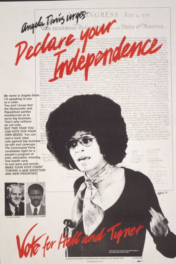 Campaign poster for the Communist Party of the U.S. featuring Angela Davis.