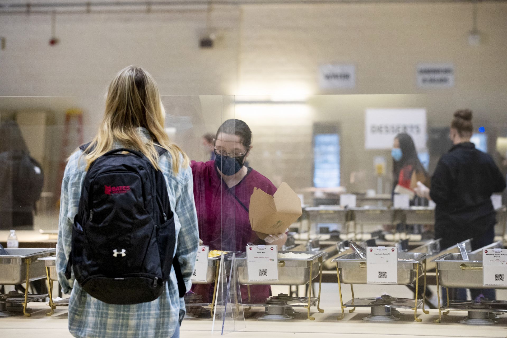 Students arrive at the Clifton Daggett Gray Athletic Building for Dash  lunch at noontime on Oct. 5, 2020.