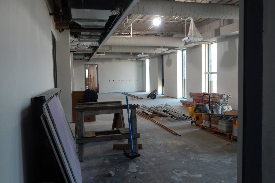 Newly primed lab space on the Bonney building's second floor. (Doug Hubley/Bates College)