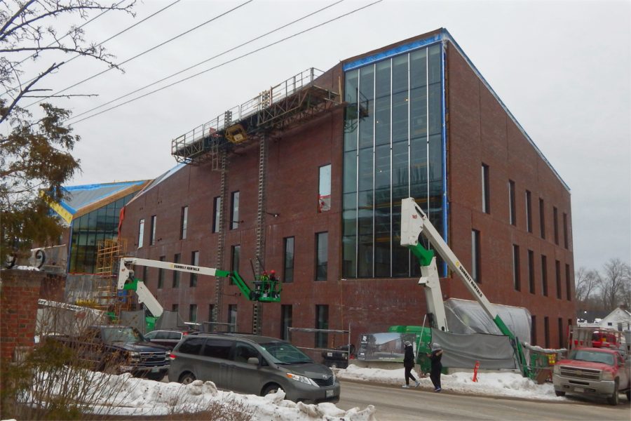 The Bonney Center's glassy Beacon is a signature feature. (Doug Hubley/Bates College)