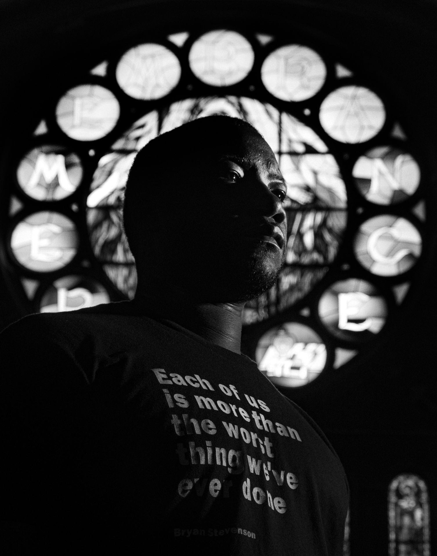 Rev. Marshall Hatch Jr. pose for a portrait inside the hall of New Mount Missionary Pilgrim Baptist Church.