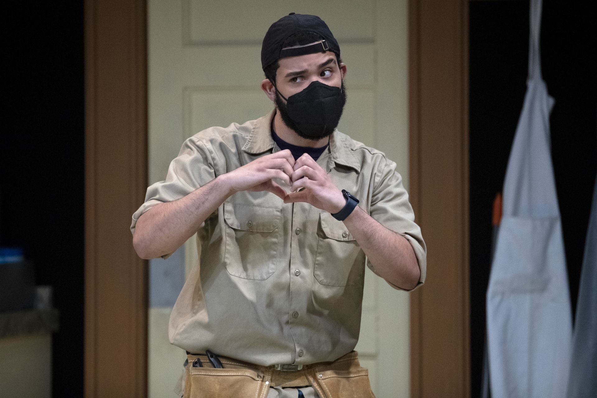 Senior thesis production in direction for Nicky Longo ’21 of Cambridge, Mass., and for acting for Perla Figuereo ’21 of the Bronx. The play, set in a church soup kitchen is “Grand Concourse” by Heidi Schreck about a basketball-playing nun in the Bronx who is struggling with issues of forgiveness. Professor of French and Francophone Studies Kirk Read, Dawrin Silfa ’21 of New York City, and Emily Diaz ’23 of Corona, N.Y., are also part of the cast. Performed on a dress rehearsal in Gannett Theater on April 21 at 7:30 p.m. with an audience of 10 due to Covid-19 restrictions.