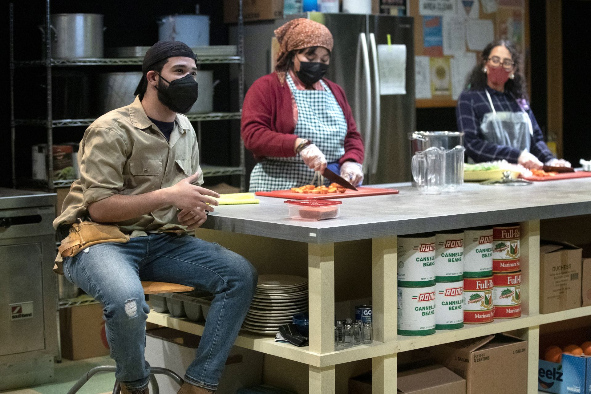 Senior thesis production in direction for Nicky Longo ’21 of Cambridge, Mass., and for acting for Perla Figuereo ’21 of the Bronx. The play, set in a church soup kitchen is “Grand Concourse” by Heidi Schreck about a basketball-playing nun in the Bronx who is struggling with issues of forgiveness. Professor of French and Francophone Studies Kirk Read, Dawrin Silfa ’21 of New York City, and Emily Diaz ’23 of Corona, N.Y., are also part of the cast. Performed on a dress rehearsal in Gannett Theater on April 21 at 7:30 p.m. with an audience of 10 due to Covid-19 restrictions.