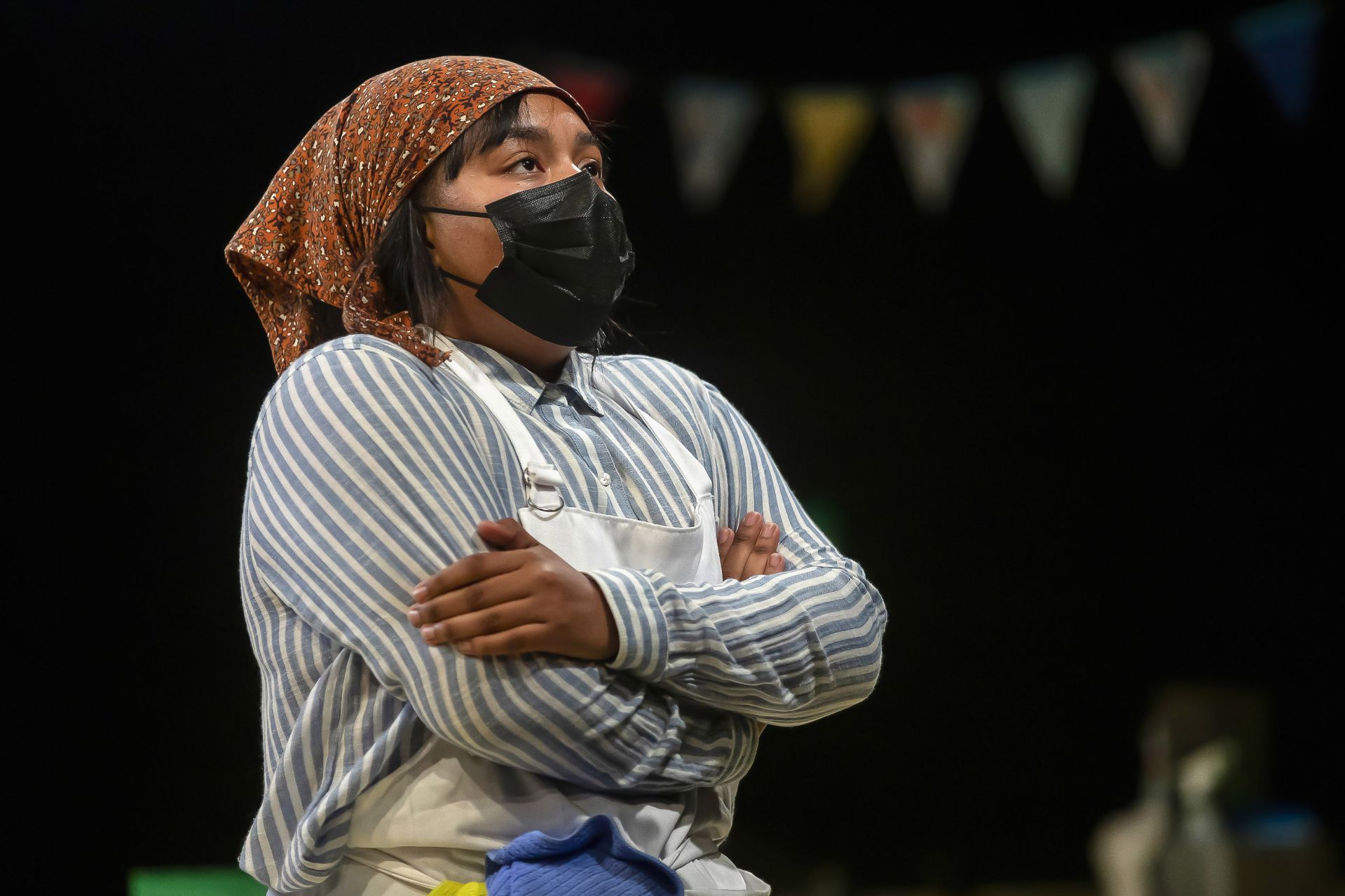Senior thesis production in direction for Nicky Longo ’21 of Cambridge, Mass., and for acting for Perla Figuereo ’21 of the Bronx. The play, set in a church soup kitchen is “Grand Concourse” by Heidi Schreck about a basketball-playing nun in the Bronx who is struggling with issues of forgiveness. Professor of French and Francophone Studies Kirk Read, Dawrin Silfa ’21 of New York City, and Emily Diaz ’23 of Corona, N.Y., are also part of the cast. Performed on a dress rehearsal in Gannett Theater on April 21 at 7:30 p.m. with an audience of 10 due to Covid-19 restrictions.