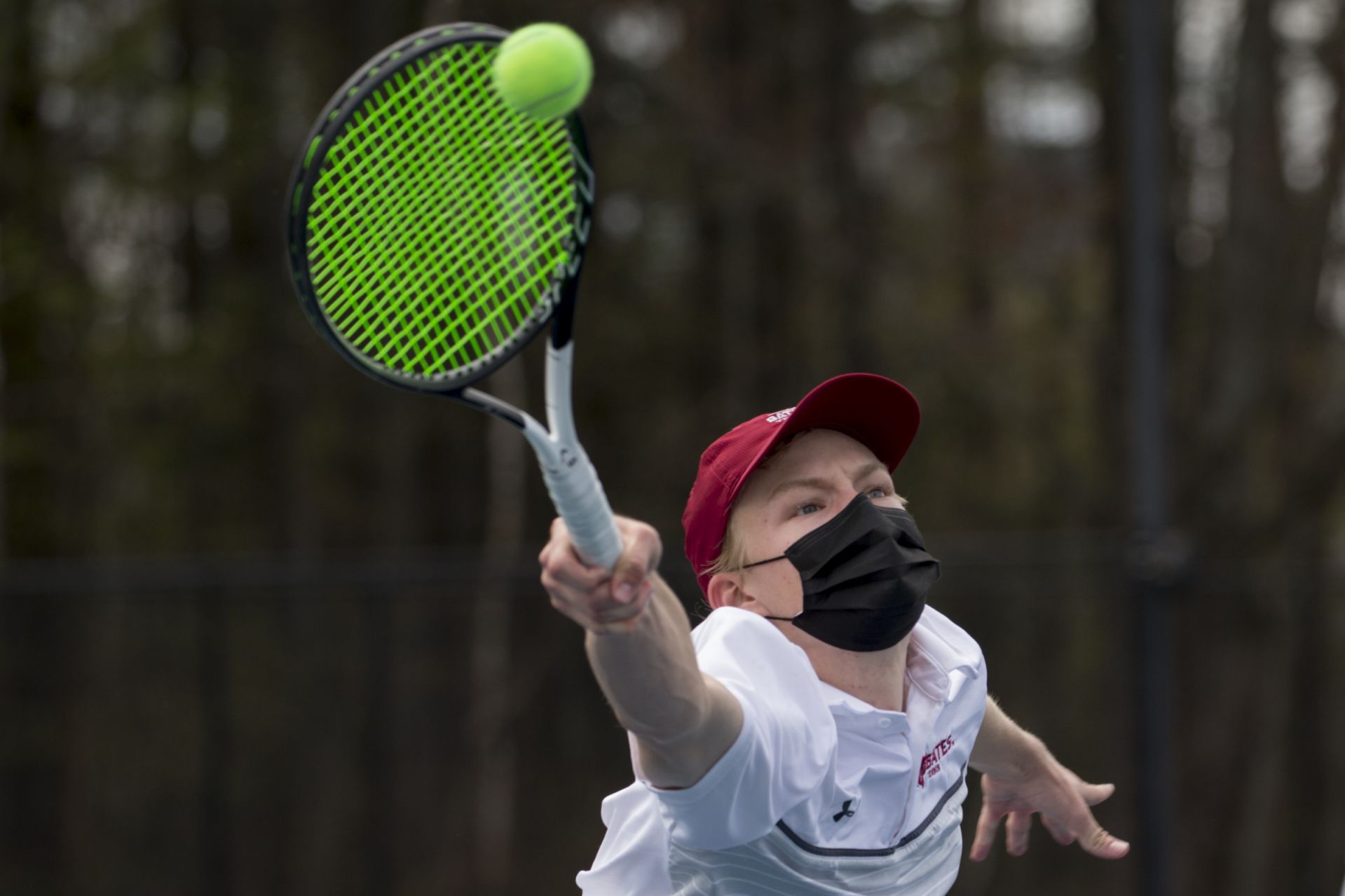 Men's Tennis plays Colby in a home match at the Wallace Tennis Center on May 2, 2021.