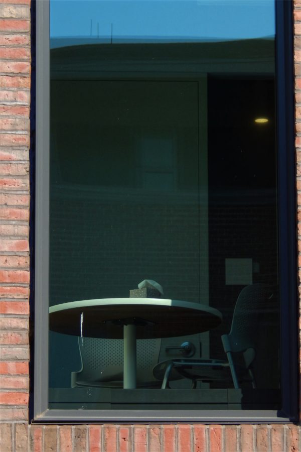 Bonney Center office furniture seen from Bardwell Street. (Doug Hubley/Bates College)