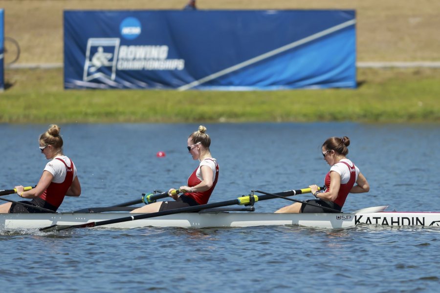SARASOTA, FL - MAY 29: Bates College competes in the I Eights Grand Final during the Division III Rowing Championship held at Nathan Benderson Park on May 29, 2021 in Sarasota, Florida. (Photo by Justin Tafoya/NCAA Photos via Getty Images)