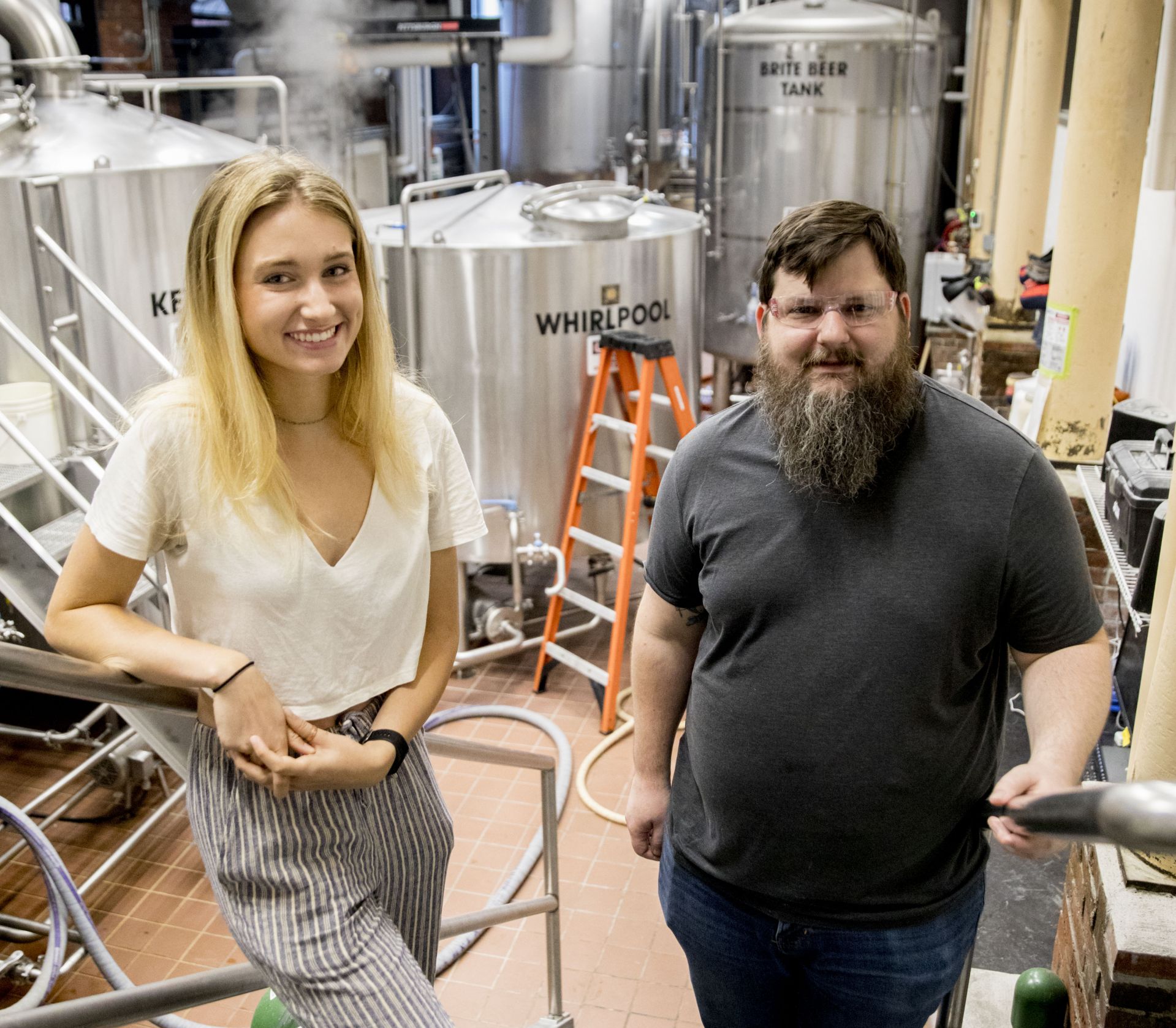 Emily Tamkin '22, a biology major from Lafayette, Calif., is doing a summer '21 purposeful work internship tin brewing science, partnering with the Baxter Brewing Co. in Lewiston, where she's studying the number of battering compounds that exist in beer throughout the brewing process. She is working under the supervision of Merritt Waldron, Baxter's quality control manager, and Assistant Professor of Biology Lori Banks.  Emily picks up samples from Baxter's plant at 130 Mill Street in Lewiston and takes them to Carnegie Science where, in Dr. Bank's lab, she conducts a chemical analysis of them. The compounds hit your taste buds, and your brain understands that they are bitter, she says.