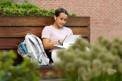 Stella Younkin ’24 of East Greenwich, R.I., reads on the Library Terrace for the course “Lives in Place” taught by Assistant Professor of Environmental Studies Tyler Harper.“I declare after all there is no enjoyment like reading! How much sooner one tires of any thing than of a book!”― Jane Austen, "Pride and Prejudice"Ellory Kearns '24 of Steamboat Springs, Colo., reads Jane Austen's "Sense and Sensibility" on the stops of Coram Library for a course called "Jane Austen: Then and Now" taught by Professor of English Lillian Nayder.Swipe left to see a few scenes of other students reading — and writing — this afternoon throughout campus.