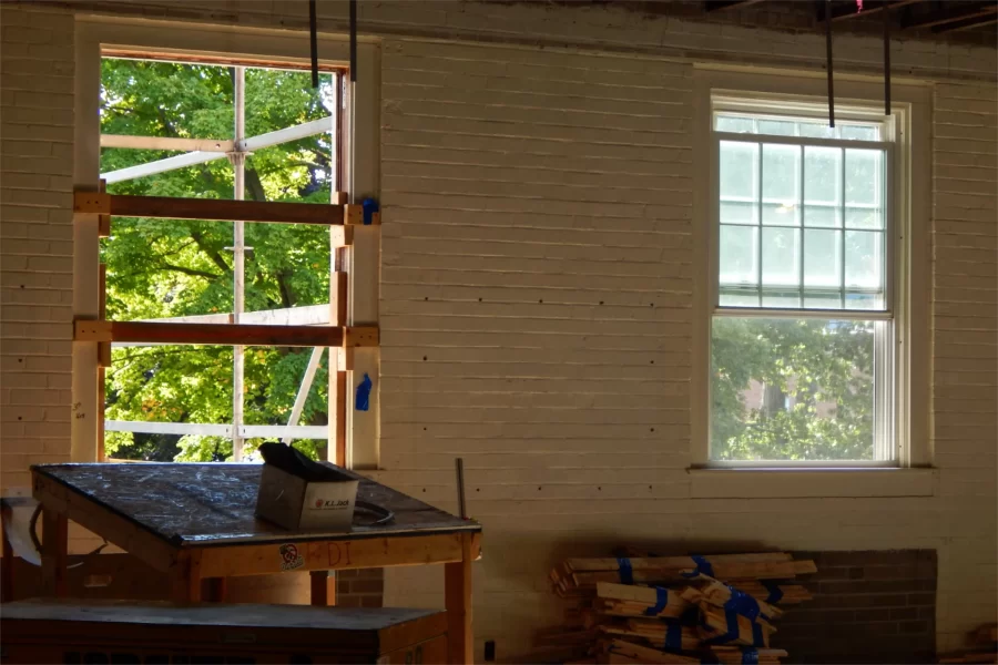 This second-story space in Dana will become an active-learning classroom, one of three on that floor. (Doug Hubley/Bates College)