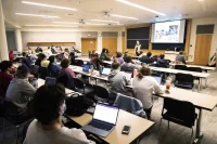 Students listen to speaker Winona LaDuke in Keck Classroom on October 26, 2021. (Theophil Syslo | Bates College)