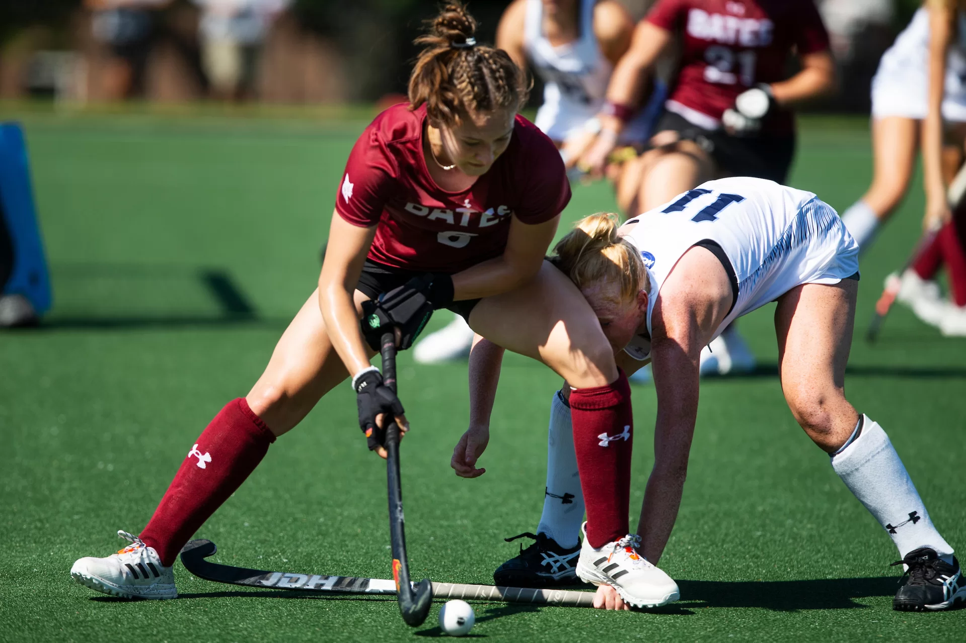 Bates College field hockey defeats Connecticut College on September 18, 2021. (Theophil Syslo | Bates College)