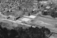 From a Distance: What can you see above the Bates campus in 1928?